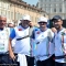 Marco Galiazzo, Michele Frangilli e Mauro Nespoli con il C.T. festeggiano il bronzo appena conquistato
