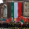 I pompieri schierati in piazza Castello
