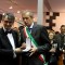 Il Sindaco Piero Fassino riceve un'onorificenza allo stand della Romania da Horia-Roman Patapievici, Presidente dell'Istituto Culturale Romeno
