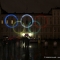 I cerchi olimpici proiettati su Palazzo Reale