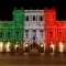 Palazzo Carignano illuminato con il Tricolore