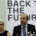 Sarah Cosulich, direttrice di Artissima e Maurizio Braccialarghe durante la conferenza stampa