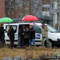 La troupe di Linea Verde sotto la pioggia