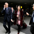 Piero Fassino, Laura Boldrini e Alberto Di Pace all\'aeroporto di Caselle