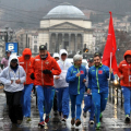 L\'arrivo della staffetta in piazza Vittorio con Gianmaria Dal Maistro