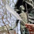 Una penna posta simbolicamente al monumento a Felice Govean