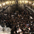 I festeggiamenti in piazza Palazzo di Città
