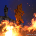Le fiamme in piazza Castello