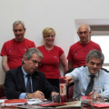 Un momento della conferenza stampa. Nella foto Anna Martina, Alessandro Altamura, Sergio Chiamparino e Tom Dealessandri