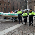 I mezzi del Corpo di Polizia Municipale in piazza Carignano
