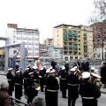 Un momento della commemorazione al ponte Carpanini