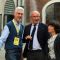 Gabriele Magrin, curatore scientifico di Biennale con Gianmaria Ajani e Lorenza Operti, Rettore e Vice Rettore dell'Università di Torino