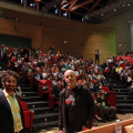 Diego Bianchi e il pubblico dell'Aula Magna della Cavallerizza Reale