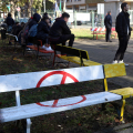 Le panchine decorate dai ragazzi del Primo Liceo Artistico