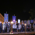 Le autorità sul palco di piazza Castello