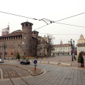 La partenza del percorso, piazza Castello