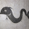 Mosaico con delfino di ambiente termale (tepidarium), 50-79 d.C, Boscoreale, villa della Pisanella
