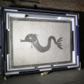 Mosaico con delfino di ambiente termale (tepidarium), 50-79 d.C, Boscoreale, villa della Pisanella