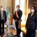 Il presidente del Consiglio dei ministri, Mario Draghi con il Sindaco Stefano Lo Russo e la vicesindaco Michela Favaro