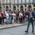 Il saluto del Sindaco al pubblico presente in piazza Castello