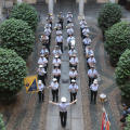 La Banda musicale del Corpo di Polizia Municipale nel cortile di Palazzo Civico