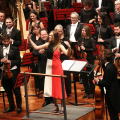 La compositrice inglese Grace- Evangeline Mason sul palco del Lingotto