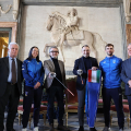 Palazzo Civico - Grand Prix FIE Trofeo Inalpi - Volpi e Garozzo consegnano il fioretto alla Città di Torino