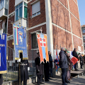 La Commemorazione presso la lapide dedicata agli Esuli Istriani, Fiumani e Dalmati in  Corso Cincinnato angolo via Pirano