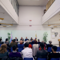 Inaugurazione della postazione con bandiere LGBTQ+ per la 'Giornata internazionale della visibilità delle persone Transgender