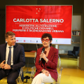 L'assessora Salerno interviene alla conferenza stampa con Fondazione della Felicità per Happiness on Tour 2023