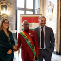 Venerdì 20 ottobre 2023Palazzo Civico: la vicesindaca Favaro e il vicesindaco Metropolitano Jacopo Suppo incontrano la Delegazione dalla Guinea Conakry, in particolare dal Villaggio di Yendè Millimou, con la Sindaca del Comune di Almese Ombretta Bertolo e i rappresentanti dell'ONG Italiana "A Proposito di Altri Mondi" (APDAM) e dell'ONG Resadel (Guinea)