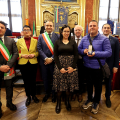 Consegna delle Medaglie d'Onore: Trinchero Antonio, riceve il nipote Matteo Mauro Antonio Papagni accompagnato dal Sindaco di Lombardore