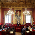 Un momento della  cerimonia collettiva per l’acquisto della cittadinanza italiana che si è svolta in Sala Rossa