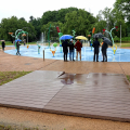 La nuova area con giochi d'acqua del parco Carrara (Pellerina)