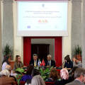La delegazione marocchina formata da rappresentanti dei Ministeri del Regno del Marocco nell'ambito del progetto Mentor2 in Sala Colonne