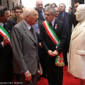 Il Presidente Giorgio Napolitano tra i sindaci Andrea Zubbani (Carrara) e Sergio Chiamparino