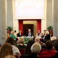 Palazzo Civico, sala Colonne: l'assessore al Commercio Paolo Chiavarino e la Presidente del Consiglio Comunale Grippo partecipano alla conferenza stampa "Balla Torino Social Dance"