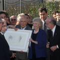 Giorgio Napolitano durante l\'inaugurazione dell\'opera Il Limine di Giuseppe Penone alla GAM