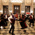 Un momento dei festeggiamenti per investitura di Gianduja e Giacometta