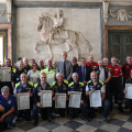 I gruppi di volontariato Organizzato di Protezione Civile che collabora con la Città di Torino con l'Assessore Tresso in Sala Marmi