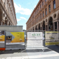 Il cantiere per la pedonalizzazione di via Roma