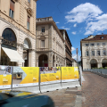 Il cantiere per la pedonalizzazione di via Roma