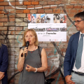 Cristina Savio, presidente della Circoscrizione 1 interviene all'inaugurazione di Arte in Transito