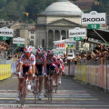 L\'arrivo della tappa in piazza Vittorio