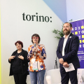L'assessora alla Cultura Carlotta Salerno con Agostino Riitano