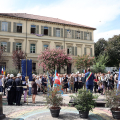 La piazzetta della scuola Tommaseo intitolata a Fiorenzo Alfieri