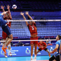Un momento del quarto di finale tra Slovenia e Belgio della CEV EuroVolley 2026, andato in scena al Palavela di Torino