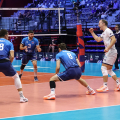 Un momento del quarto di finale tra Slovenia e Belgio della CEV EuroVolley 2026, andato in scena al Palavela di Torino