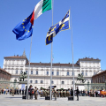 Un momento della cerimonia dell\'ammainabandiera