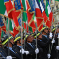 I pompieri schierati in piazza Castello